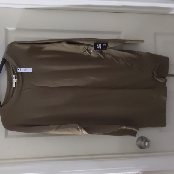 NWT Express one eleven lace-up sweatshirt dress Olive XS - Picture 3 of 6